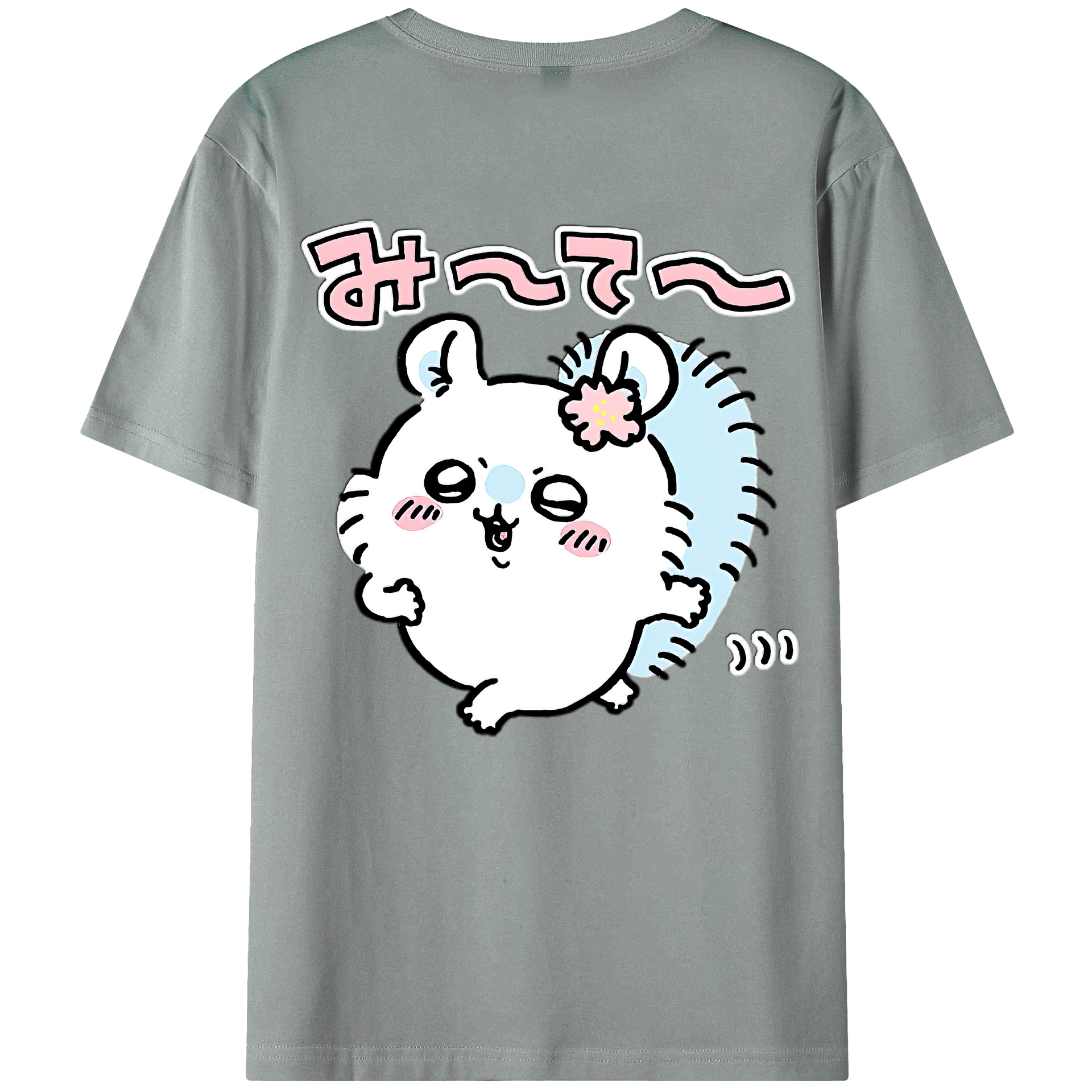 （画像用） ちいかわ モモンガ Chii-kawa Momonga 綿100％ メンズ半袖Tシャツ（バックプリント） 通気性